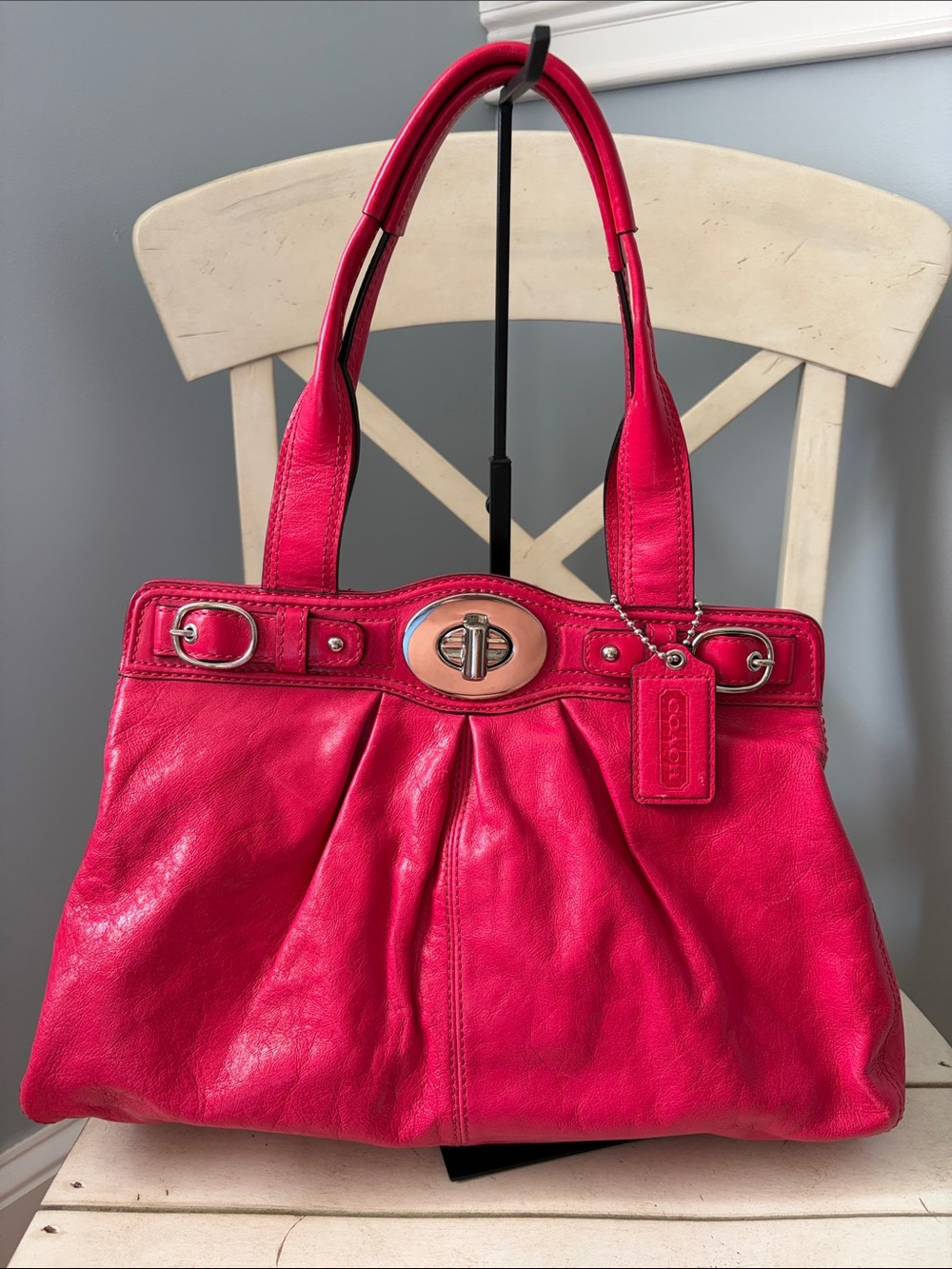 Coach Pink Leather Satchel Handbag